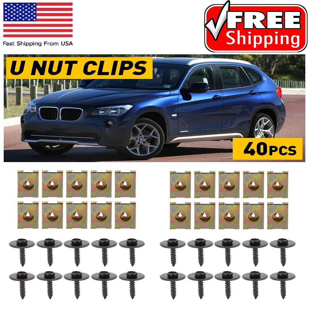 40pcs U Screw Nut Hex For BMW Speed Fastener Sheet Undertray Metal Clip Fixing