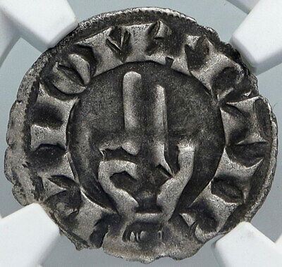 1200 AD FRANCE Archevêché BESANÇON Ancien Denier Argent achats Médiéval Pièce MBJ I88926