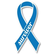 Blue Colon Cancer Survivor Ribbon Car Magnet Decal Heavy Duty 3.5" x 7"