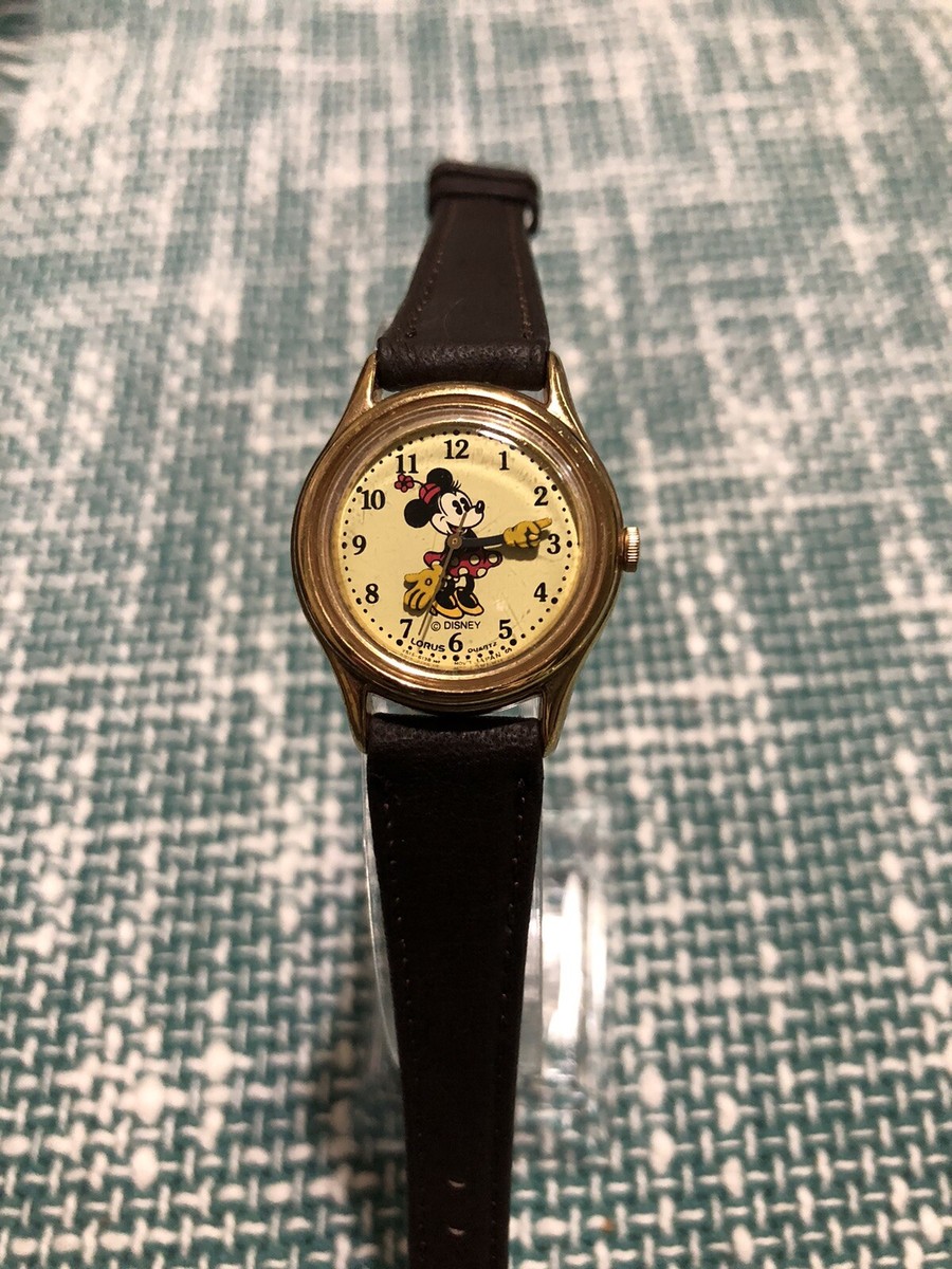 Lorus Ladies Mini Mouse Watch Gold Tone Case New Brown Leather Strap And Battery Vintage Minnie Mouse Shaped Gold-tone Watch | Lorus V501  main image 3