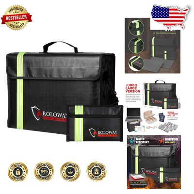 Large Fireproof and Water-Resistant Safe Bag with Night Visibility for Valuables