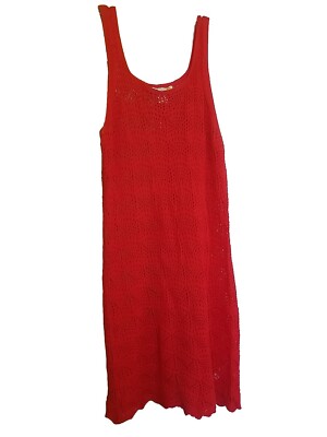C&C California Red Crochet Overlay Mesh Dress Large L NEW