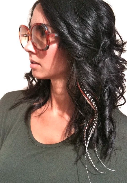 Natural Feather Hair Extensions WIDE n'SKINNY NATURALS 12pc Pack Tools Beads Kit - image 4 of 4