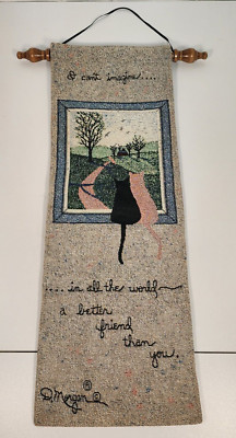 D. Morgan Tapestry Wall Hanging 22'' x 8''  W/ Cats & Friends Quote EUC