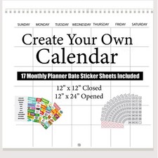 Spiral create your own calendar 12 in x 12 in closed 12 in x 24 inch opened