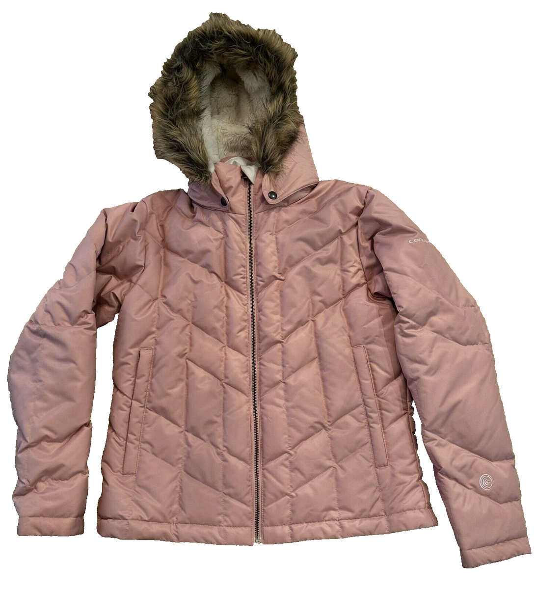 ジャケット・アウター Columbia hooded puffer jacket brown pink Columbia Women's Convert Boardwear Medium Pink Puffer Jacket with