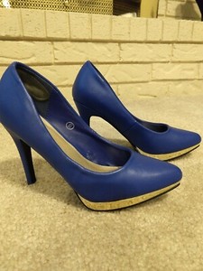 royal blue and gold high heels