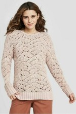 Brand new womens open stitch crew neck tunic sweater universal thread pink sz m