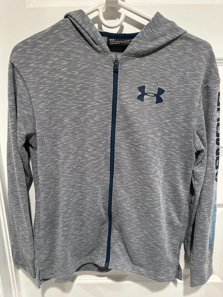 New Under Armour Boys Full Zip Up Hoodie Gray Blue Size Large NWT - Image 3 of 4