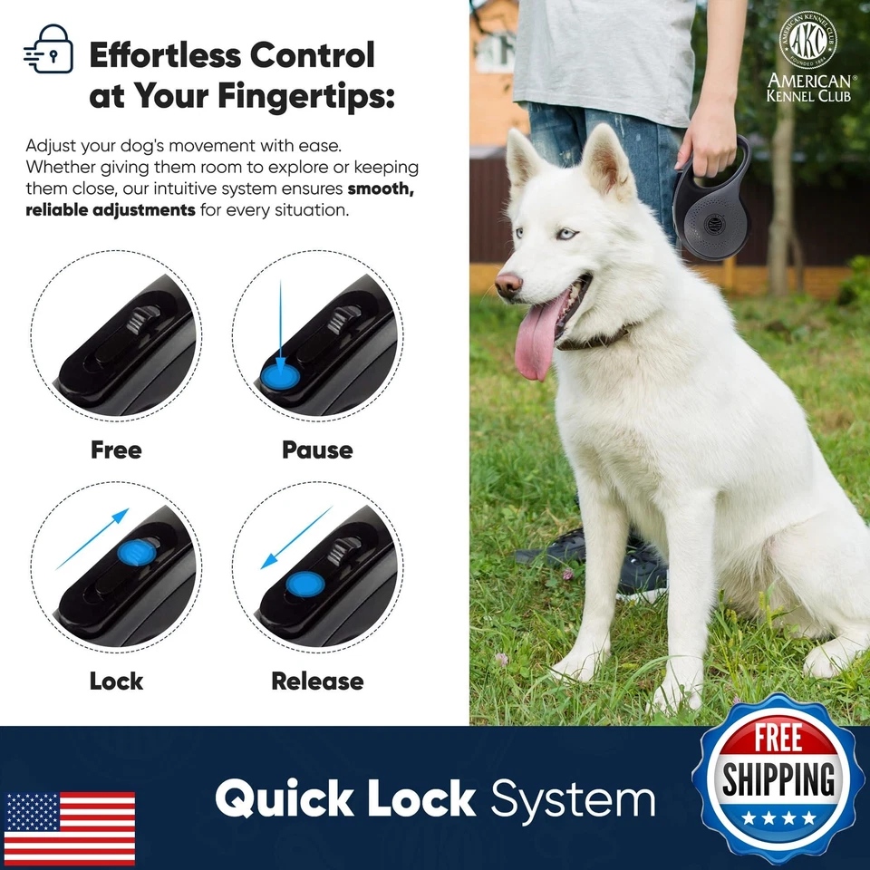 Correa retráctil sin enredos American Kennel Club para perro, 16,4 pies, para perros hasta t Foto 3 de 4