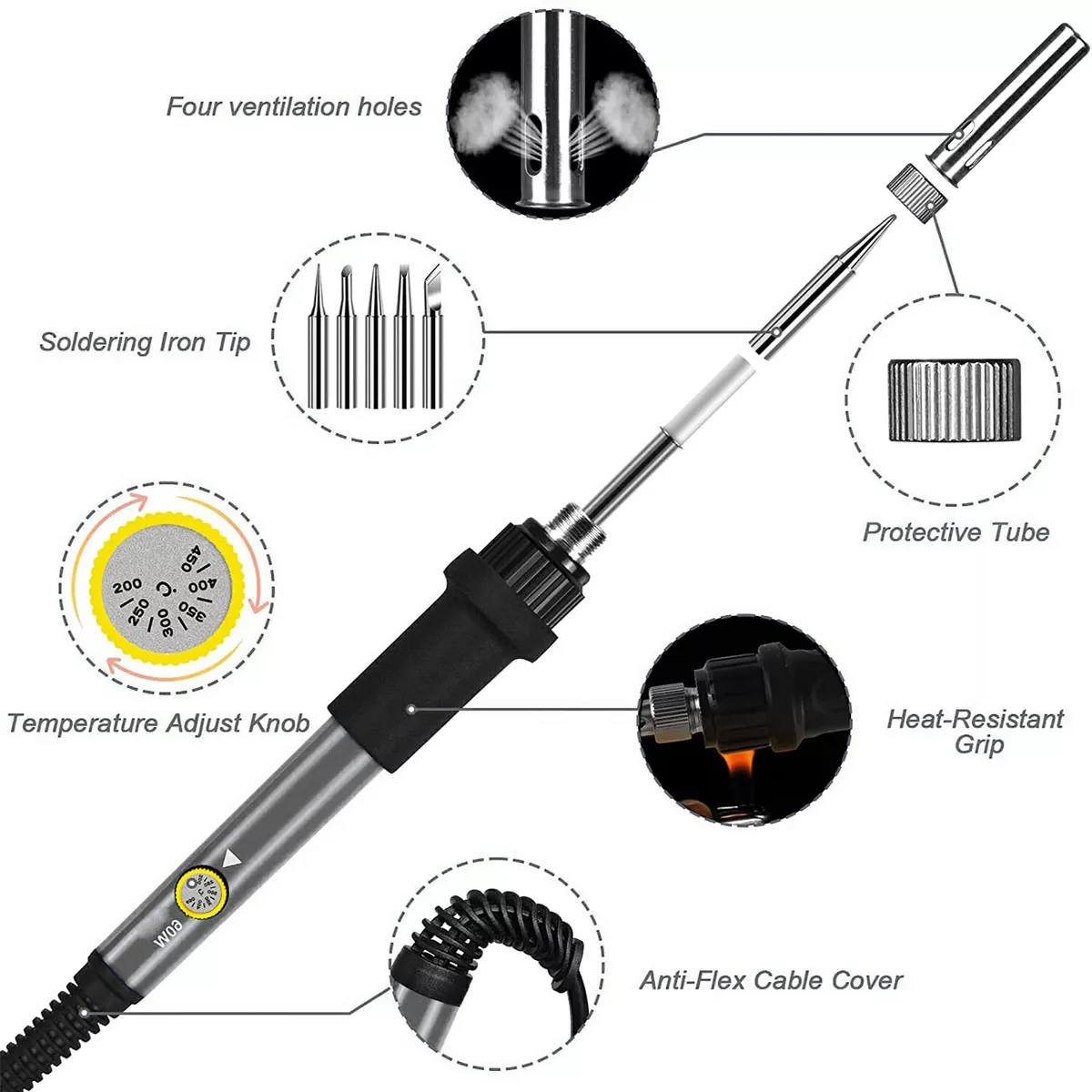 21in1 Soudure Fer Kit 60W Réglable Température Soudure Kit avec