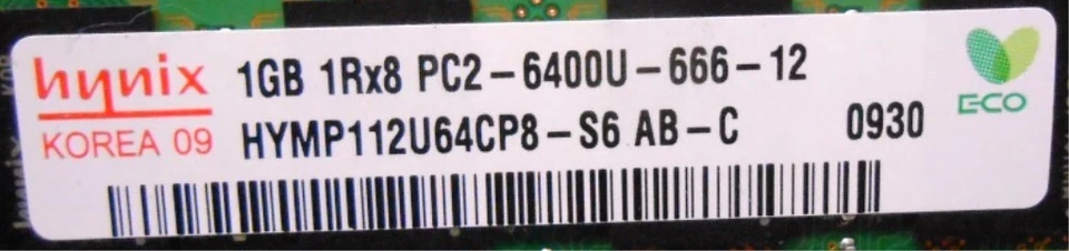 HYNIX, DDR2, HYMP112U64CP8-S6 AB-C, 1GB 1RX8 PC2-6400U-666-12, 800 MHZ - Image 2 of 4