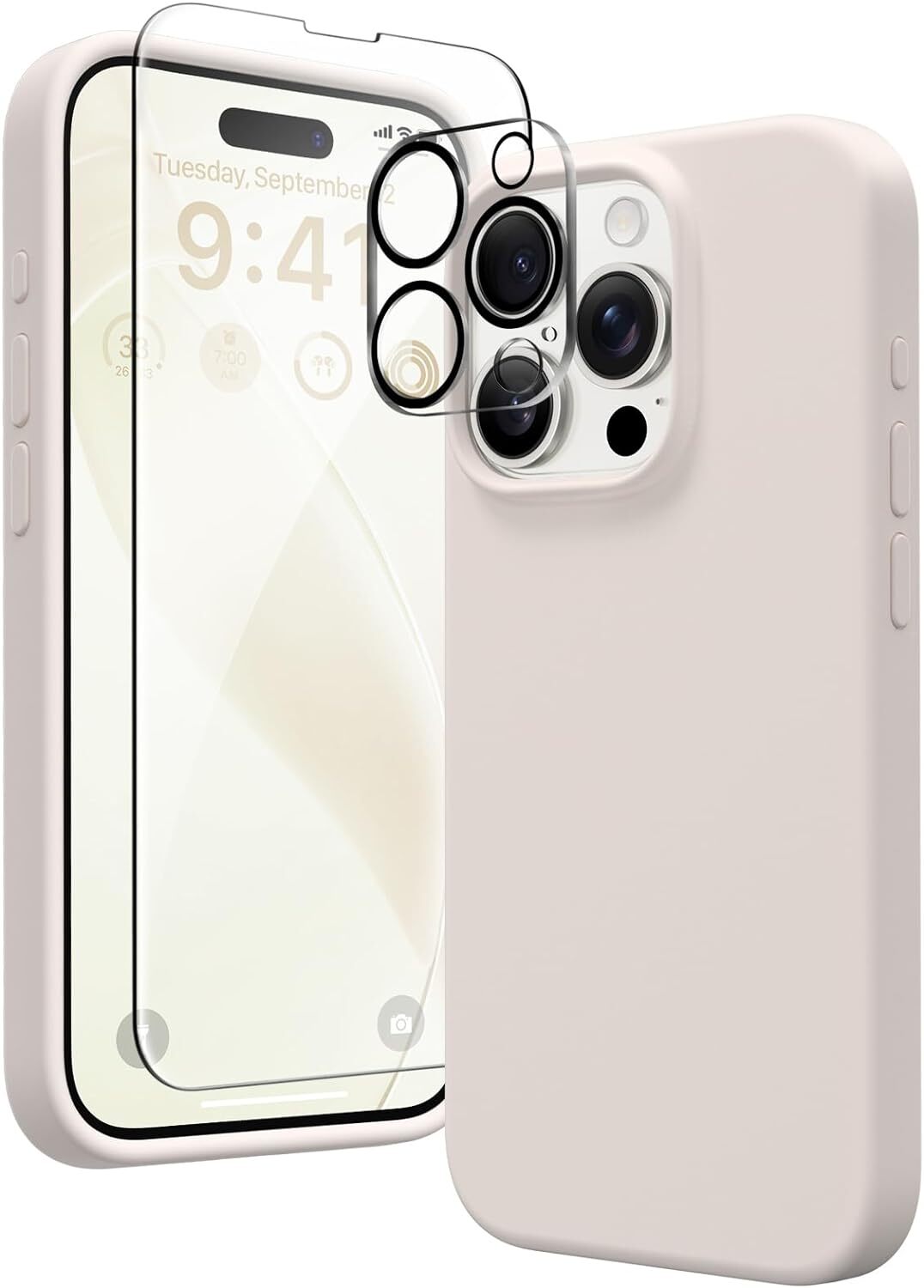 Case Compatible with iPhone 15 Pro, with 3X Screen Protector + 3X Camera Lens Pr