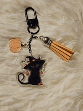 Handgebastelter Schlüssel-/ Taschenanhänger *Katze mit Hexenhut*