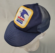 Vtg US Mail Baseball Cap Hat Lid Mesh Snapback Made In USA Blue Patch Used