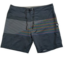 Hurley Phantom Board Shorts Mens 34 Black Multicolor Line Surf Shorts