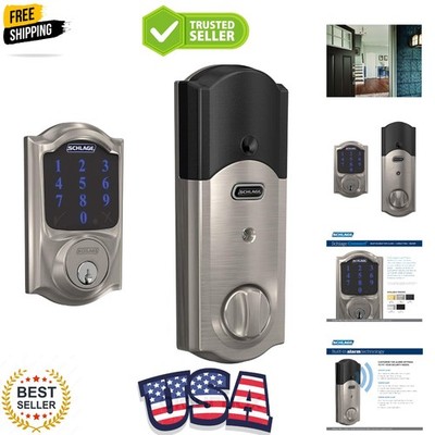 BE469ZP CAM 619 Connect Smart Deadbolt with alarm with Camelot Trim in Satin ...