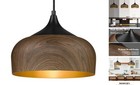Modern Pendant Light Wooden Pattern Dome Pendant Light Fixture Matte Walnut