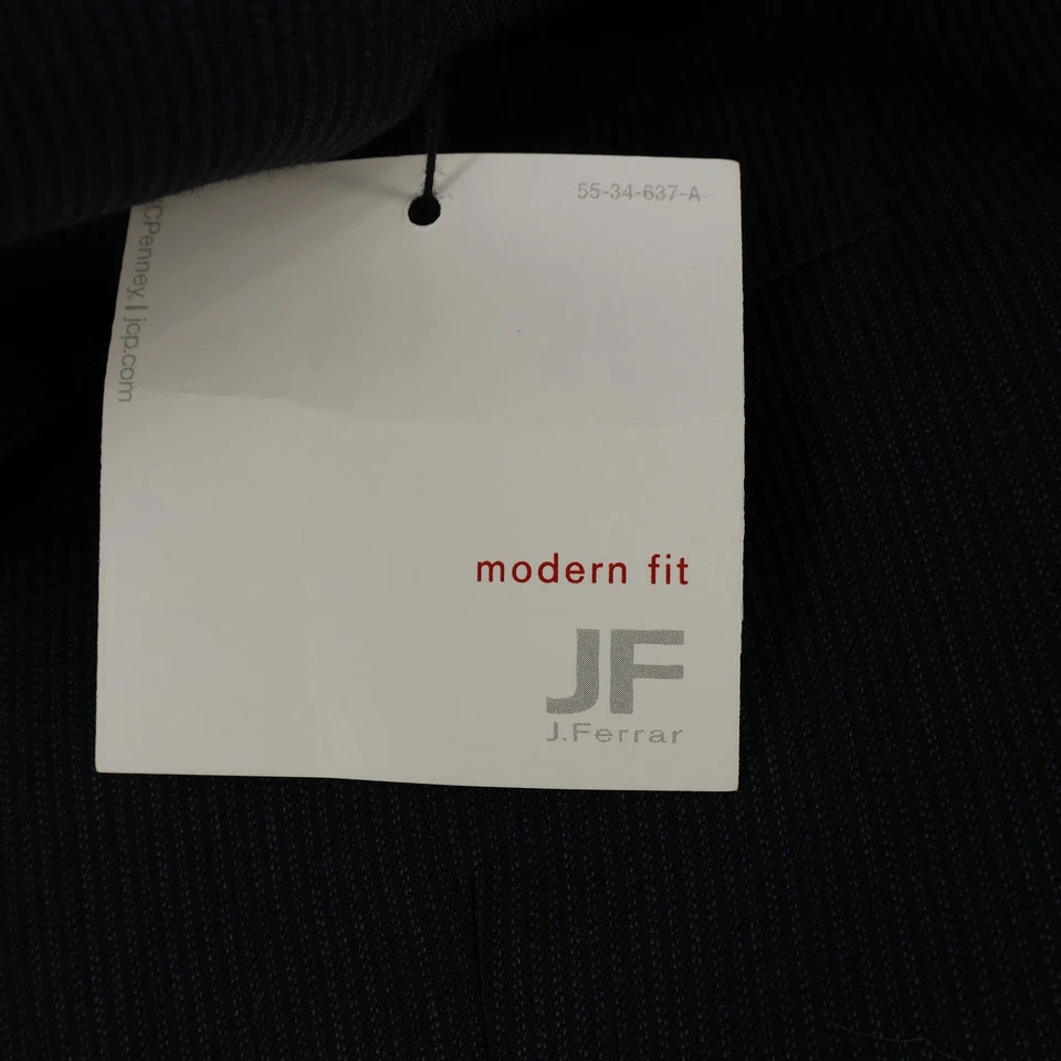 JF J.Ferrar Mens Modern Fit Navy Stripe Two-Piece Suit - 42 Long Pants 32x30 NEW - Image 4 of 4