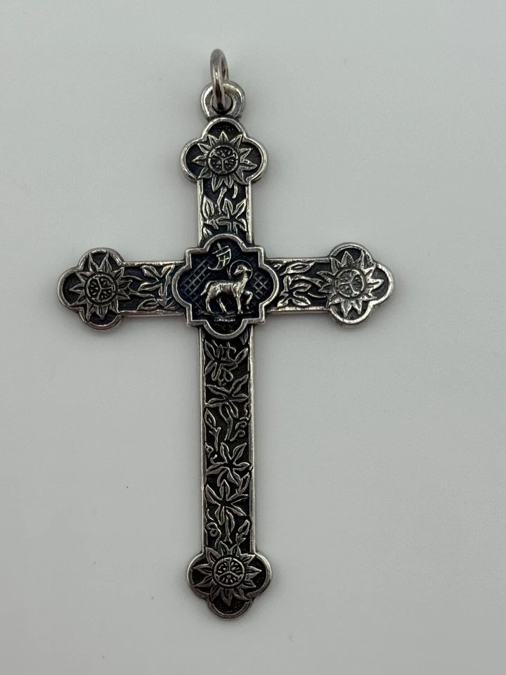 Retired James Avery Sterling Silver Lamb of God Center Cross Pendant - Image 3 of 4