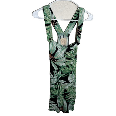 Chaser Romper Women's Medium Green Floral Sleeveless Artsy Printed One Piece