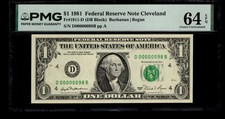 Low Serial Number 98 Fancy Serial Number One Dollar Bill PMG D00000098B