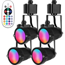EAGLOD RGBW Track Light Heads, H Type w Remote, 120V Multicolor LED 4Pack Black