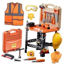Kids Tool Bench Set, 95PCS Toddler Tool Workbench with Electronic Drill Orange