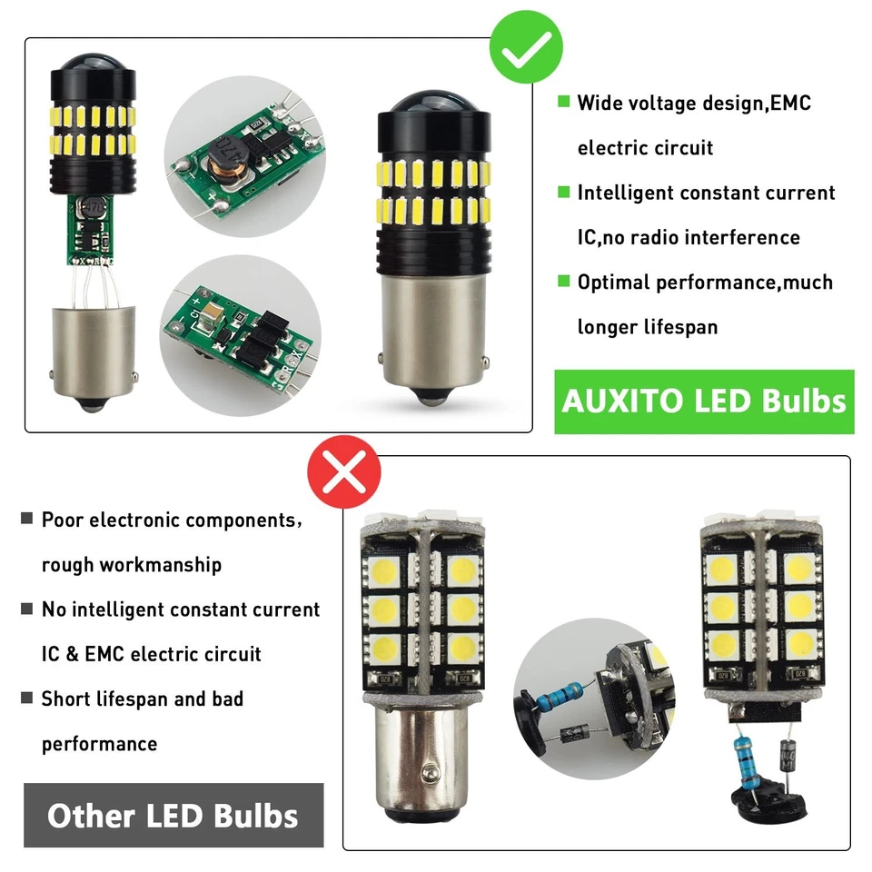 AUXITO Super Bright 7506 Reverse LED 1156 Backup Light White Bulb 6000K 1~10Set - Image 3 of 4