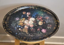 Sherwood Studio English Garden Flowers Made In England 16" Oval Tray Toleware
