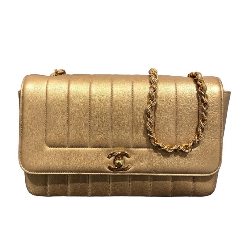 CHANEL Mademoiselle Gold Lambskin Shoulder Bag with GHW Style 944