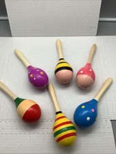 Hedume Percussion Tri-Color Wooden Mexican-Style Maracas 12 pack NWOT