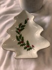 Vintage R H MACY CHINA PORCELAIN CHRISTMAS CANDY DISH HOLLY BERRIES & LEAVES — photo 1