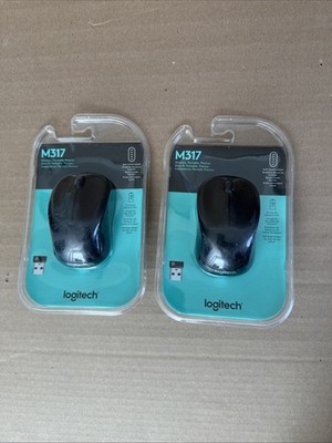 NEW (Lot of 2) 2X Logitech - M317 Wireless Optical Mouse - Wireless - Black