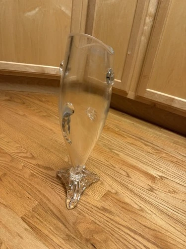 Blenko Style Medium Glass Fish Vase - Vintage