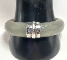 925 Sterling Silver Silpada Green Paisley Bangle Clamper Bracelet 7 3/4" 43.7g