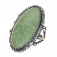 sz5.5 Large green turquoise 30's-40's vintage Navajo sterling silver ring