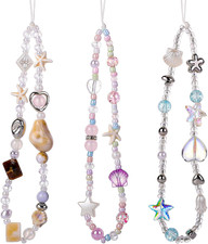 3 PCS Beaded Phone Charm Wrist Strap Lanyard Cute Camera Wrist Straps Bead Phone
