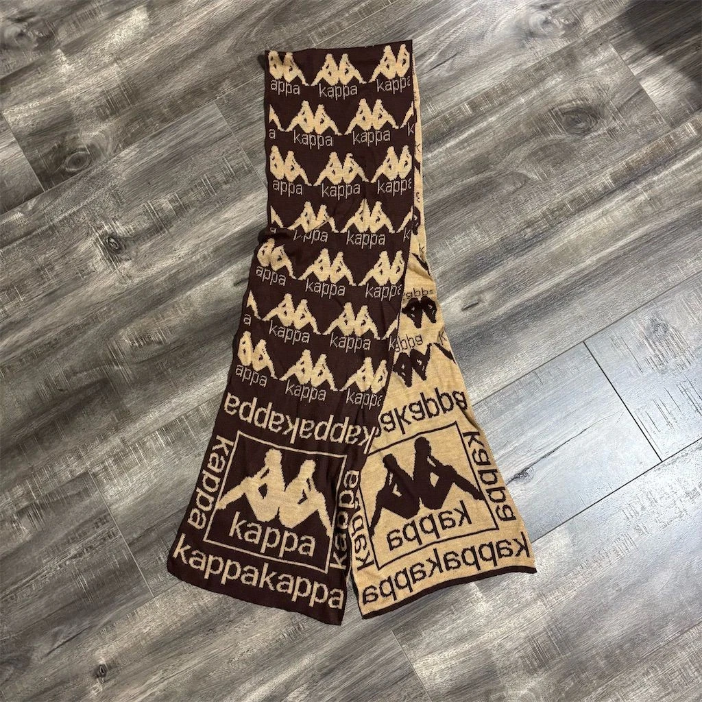 Kappa Unisex Brown Beige Geometric Logo Scarf Neck Warmer