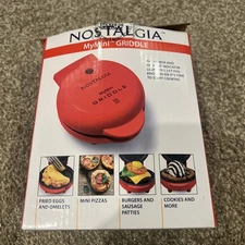 Nostalgia My Mini Red Waffle Maker 5" Cooking Surface ~ OPEN BOX