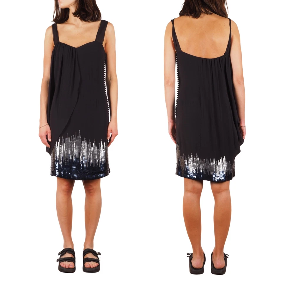 Vestido de cóctel Christian Dior Boutique para mujer negro adornado con seda FR 38/6 Foto 3 de 4