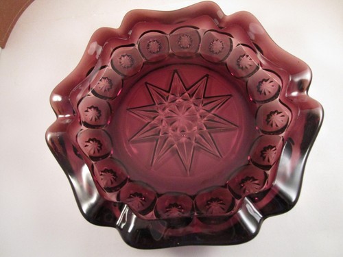 Vintage LG Wright Smith Glas Amethyst Mond & Sterne Aschenbecher B - Bild 2 von 8