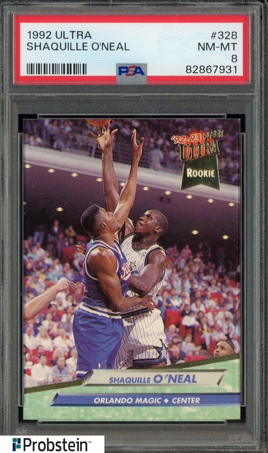 1992 Fleer Ultra #328 Shaquille O'Neal Orlando Magic RC Rookie HOF PSA 8 NM-MT