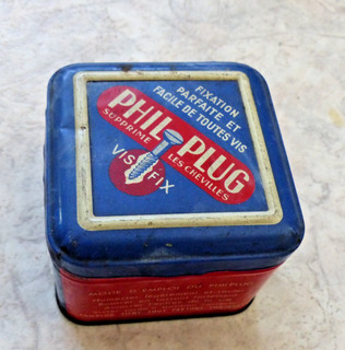 Ancienne boite en métal PHIL PLUG VIS FIX