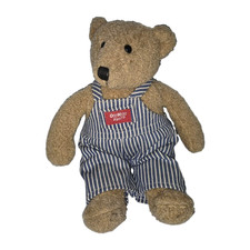 Vintage Eden Oshkosh B Gosh TEDDY BEAR Striped Denim Overalls 11in Brown Plush
