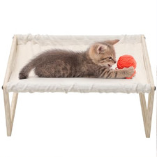22 X 16 Inch Elevated Wooden Pet Hammock Indoor Cat Bed Small Animal with Padded