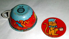 vintage Ohio Art Tin Litho Cup Saucer MONKEY