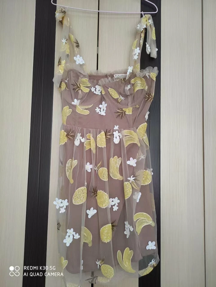 NWOT For Love & Lemons Fruit Punch Sequin Mini Dress - Image 3 of 4