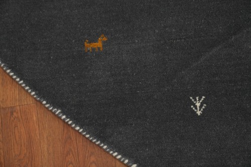 Tribal Gray Color Handmade Indian Round Rug Wool Gabbeh Rug 10x10 ft - Picture 5 of 11