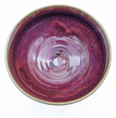 Hand Thrown Pottery Bowl Purple & Maroon 7. 5" dia x 3.5" deep Drip Glaze Signed - Picture 5 of 8